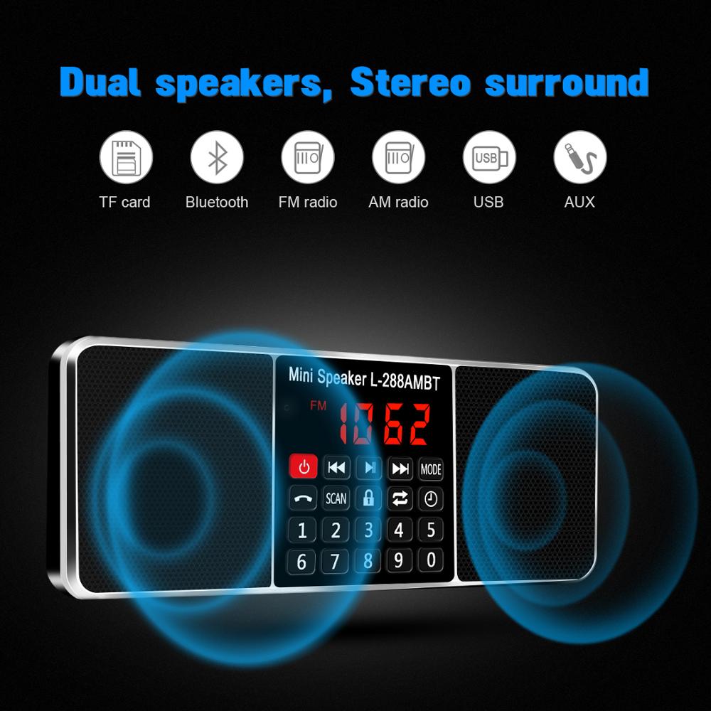 Digital Portable Radio AM FM Bluetooth Speaker Stereo MP3 Player TF/SD Card USB Drive Handsfree Call LED Display Speakers