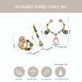 1set Baby Teether Wooden Pram Clip Baby Mobile Pram Silicone Avocado Teeth Pendant Pacifier Chain Mobile Bed Holder Stroller Toy