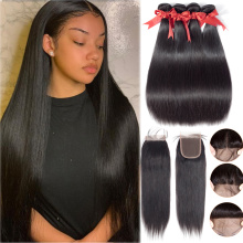 Beaudiva Straight Bundles With Closure Brazilian Hair Weave Bundles With Closure Human Hair Bundles With Closure Hair Extension