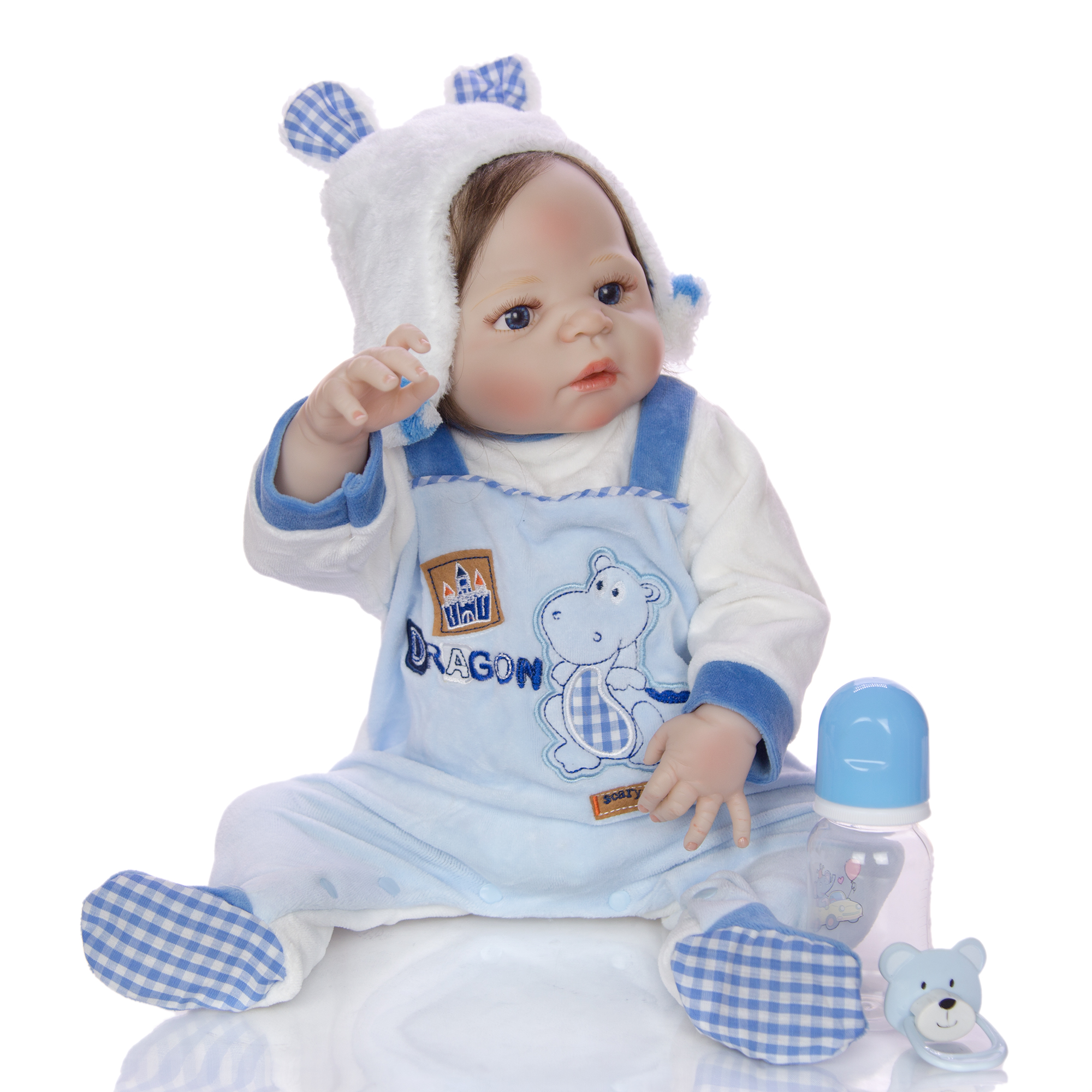 KEIUMI 23'' 57 cm Realistic Reborn Doll Full Vinyl Body Silicone Lifelike Baby Doll Toy For Boy Kid Playmate Children's Day Gift