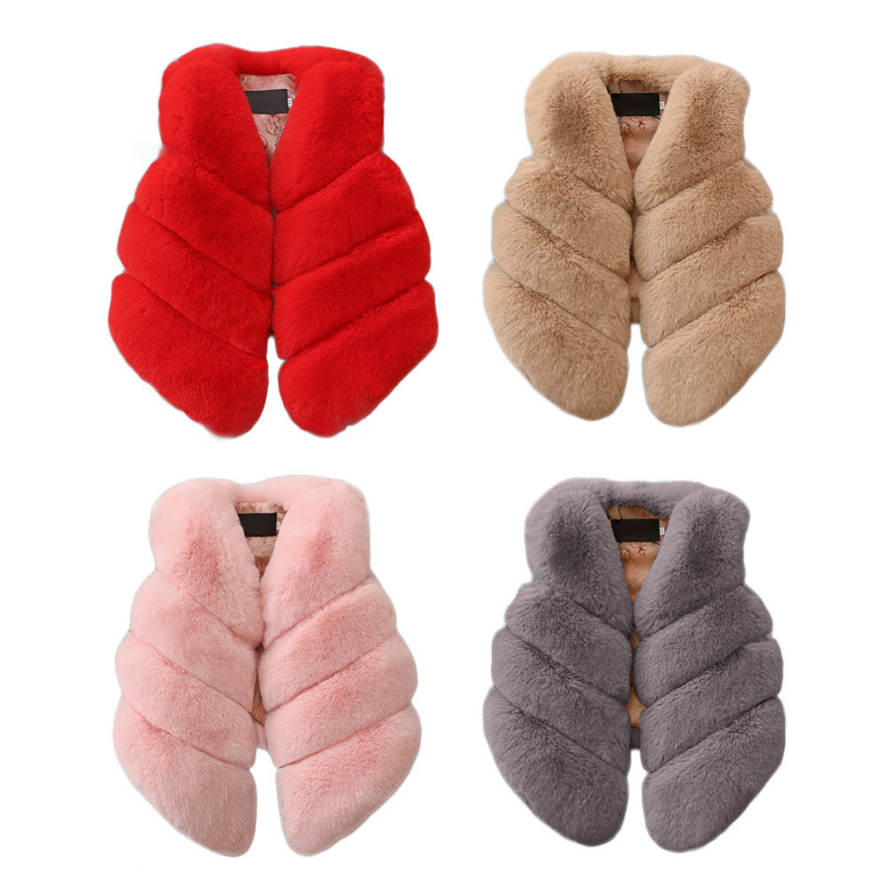 Humor Bear Girls Vest New autumn and winter girls' coats and women's shoulders children's fur