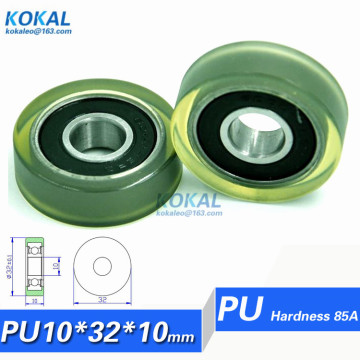 [PU1032-10] 10PCS TPU PU rubber 6000RS ball bearing roller wheels 10*32*10mm 1032T flat roller PU pulley