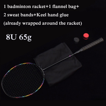 8U Professional Carbon Integrated Badminton Racket Ultra Light Multicolor Offensive Single Shuttlecock Racket for Game Training