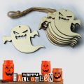 10PCS Wood Slices Halloween Decoration Wood Pumpkin Ghost Cat Bat Shape Crafts Pendant Ghost Festival Hanging Ornament Props