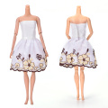 1 Pcs White Strapless Mini Handmade Embroidery Flower Dress For Doll Clothing High Quality