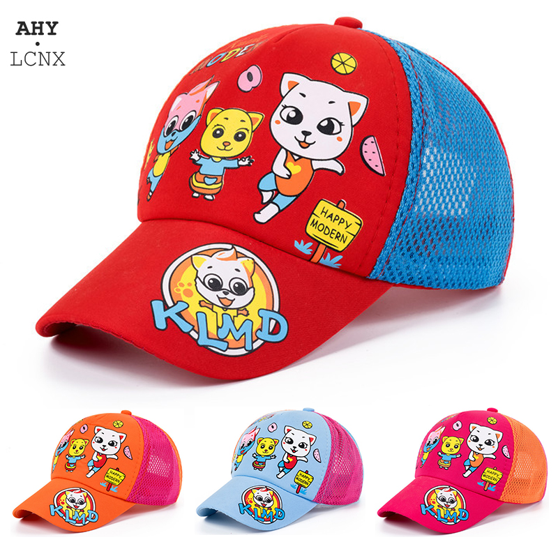 2020 Summer New Korean Baby Baseball Caps Children's Boys Girls Hats Kids Snapback Cartoon Cat Mesh Sun Cap Baby Sunscreen Hat