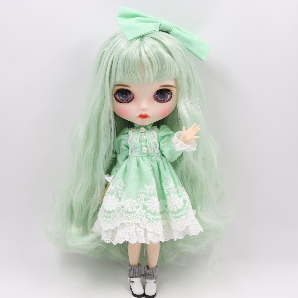 ICY DBS Blyth Doll For Series No.BL4278 Mint Green hair color Carved lips Mate face customized face Joint body 1/6 bjd