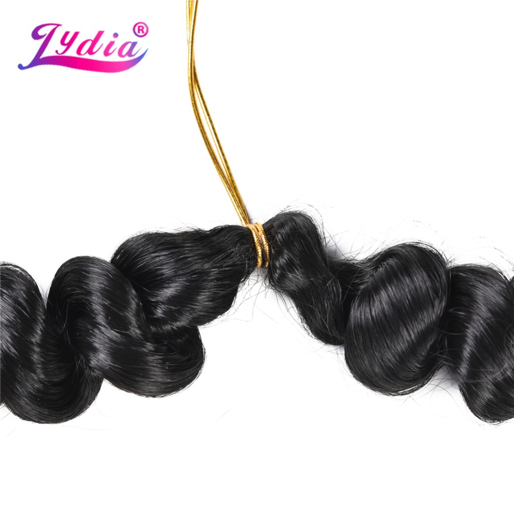 Lydia 1PCS Loose Wave To Braid No Weft Nature Black 1B# Heat Resistant Synthetic Hair Extensions Braiding Bundles 18 To 24 Inch