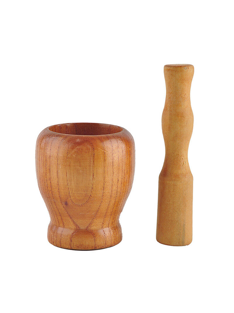 Wooden Mortar And Pestle Set Spice Bowl Pill Crusher Kitchen Home Wood New Style Supplies