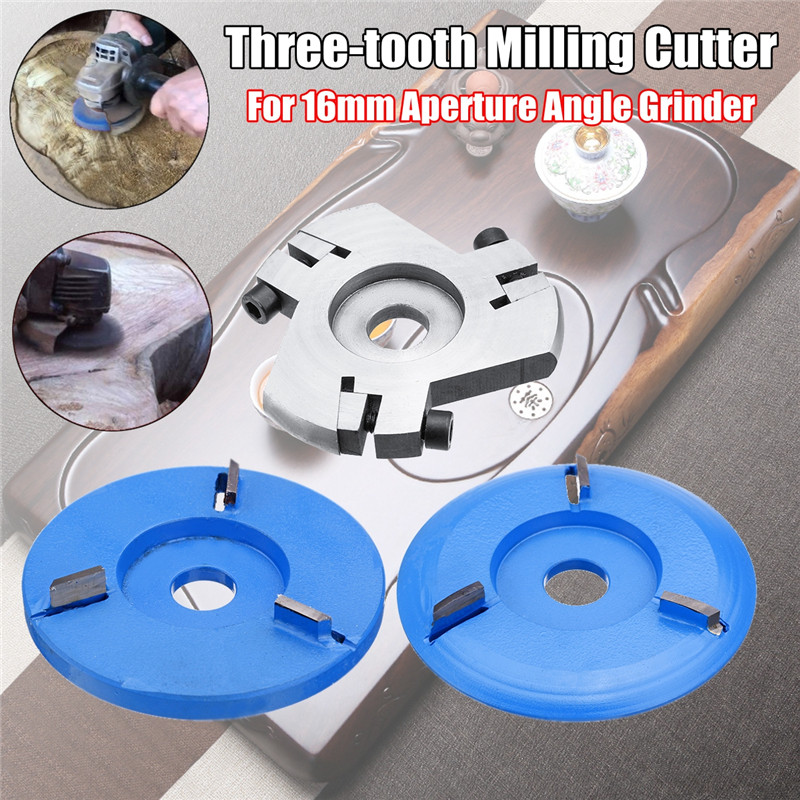Woodworking Three-tooth Turbo Plane Wood Milling Cutter Carving Blade For 100mm 115mm DISC 4 1/2" 16mm Aperture Angle Grinder