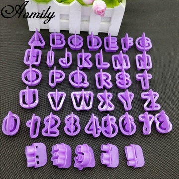 Aomily 40pcs/Set Letters Numbers Cake Cookie Mould Cutter Fondant Baking Tool Birthday Fondant Kitchen Bakeware Decorating Tools