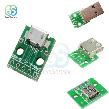 5Pcs Mini Micro USB to DIP Adapter Converter Type A Female Male USB Adapter 2.54mm PCB Board Connector DIY Electronic