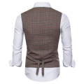 Mens Vest Single-breasted Casual Waistcoat European Size 2019 Spring Autumn Leisure V Collar Men's Plaid Waistcoat