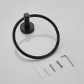 Free Shipping Black Towel Holder Towel Ring Round Wall Mounted Towel Rack Towel Shelf Stainless Steel Bathroom Accessories