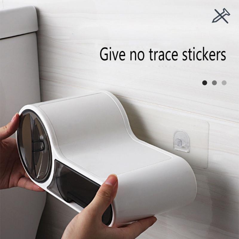 Plastic Toilet Dispenser Toilet Paper Holder Bathroom Paper Tissue Box Wall Mounted Roll Paper Storage Box Free Punching