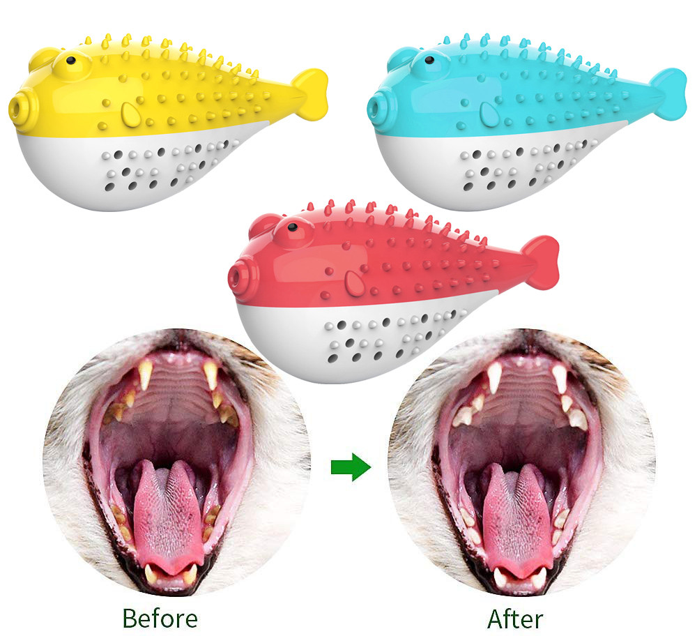 Cat Fish Shape Toothbrush Refillable Catnip Simulation Fish Teeth Cleaning Chew Cleaner Brushing Stick Pet Chew Toy Training