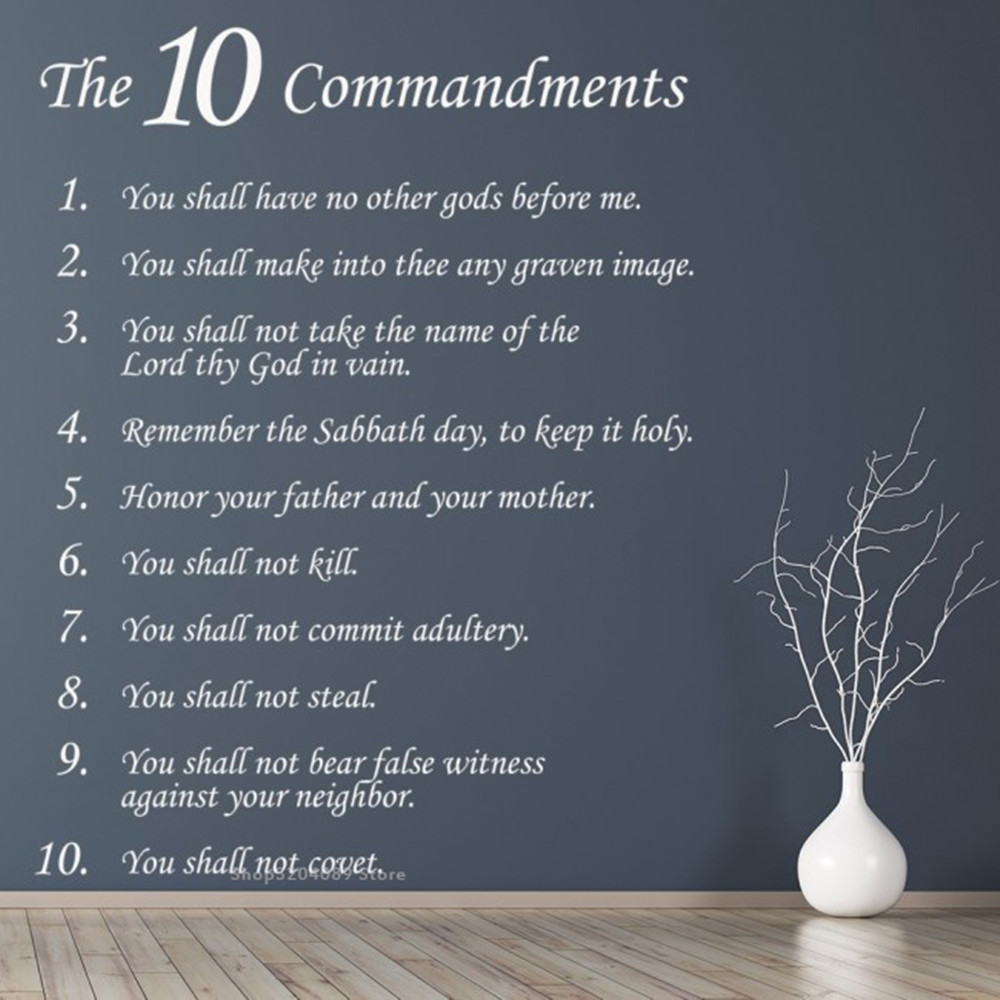 The Ten Commandments Christian Wall Sticker you shall have no other gods before me Art mural decor Bedroom poster Decals WZ207