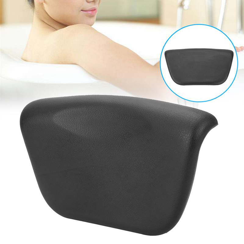 Black PU Bath Pillow SPA Bathroom Accessories Foam Bath Bathtub Headrest Suction Cup Neck Pillows Waterproof Bath Tub Pillow