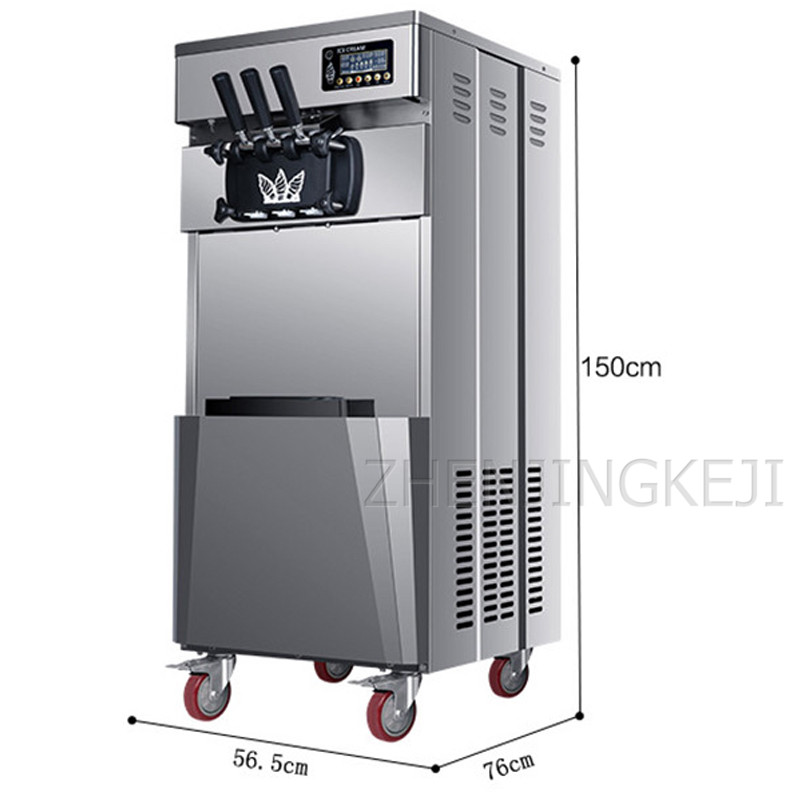 Vertical Ice Cream Machine Commercial 48L/H Output Ice Cream Maker Double Compressor 220V/3800W Sweet Cone Freezing Equipment