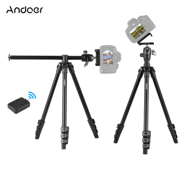 Andoer Q160H Portable Camera Tripod Horizontal Mount Professional Travel Tripod with Remote Control Tripod for Phone Camera