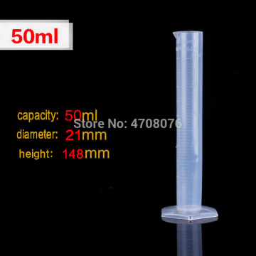 50ml 2pcs PP graduated cylinder with scale mark Plastic lab measuring tool transparent for chemical experiment School Supplies