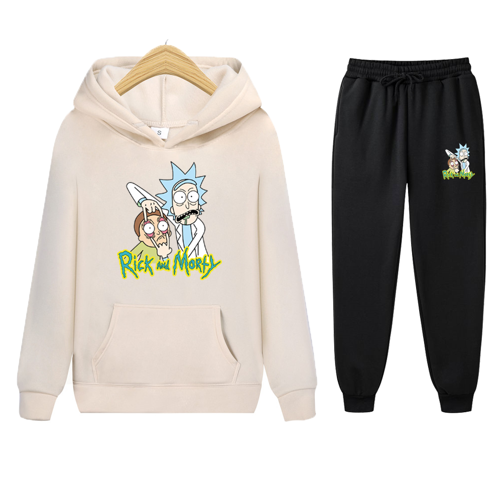 Two-piece fashion hooded sweatshirt funny funny Morty Rick sportswear men's track suit hoodie autumn brand clothes hoodie + pant