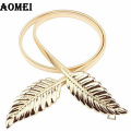 Women Fashion Metal Belts for Dresses Blouses with Gold Leaves Ladies Western Trending Design Silver Circle Belt Elegant Classy