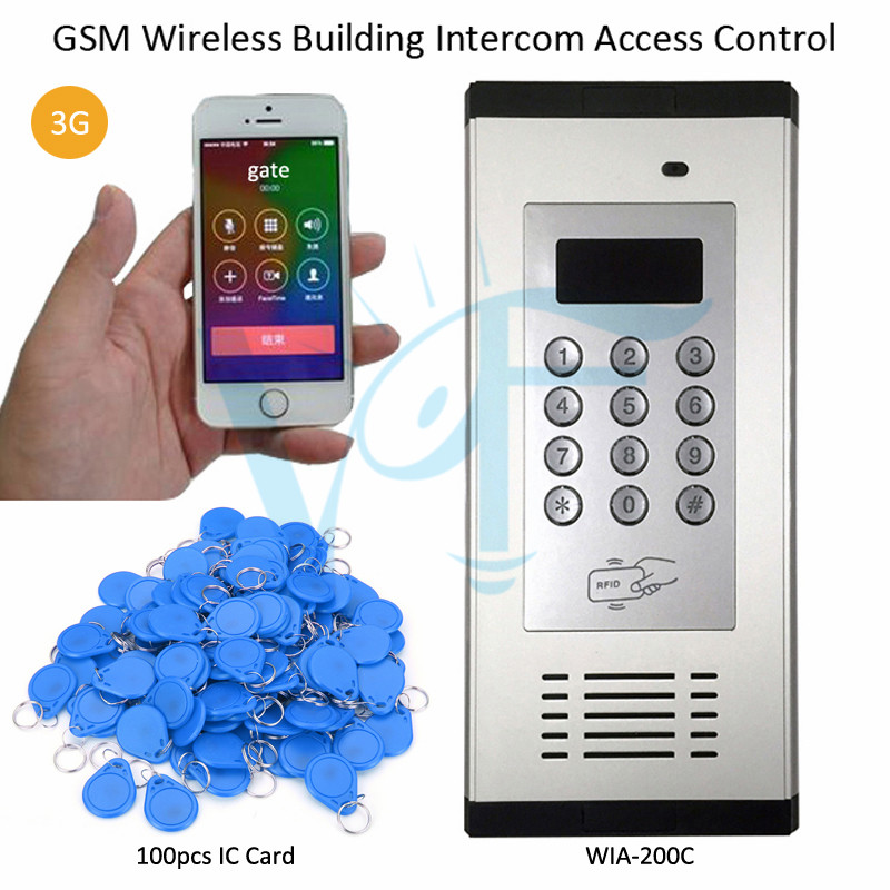 Free Shipping 3G Apartment Building Intercom System With 100 IC Cards Wireless Doorlock Set Door Access Keypad Control 1000 User