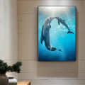 Ocean Dolphin Poster Seascape Sunset Landscape Canvas Painting Wall Art Picture for Bedroom Kids Room Modern Home Decoration
