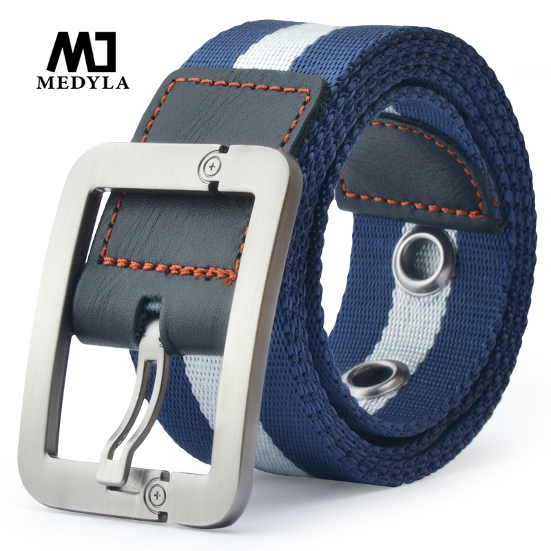 MEDYLA Direct Selling Real Cintos Femininos Cinto Feminino Belts For Men Male Canvas Belt Pin Buckle Lengthen Nylon Knitted Belt