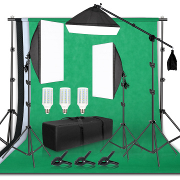 Photography Background Frame Support Softbox Lighting Kit Photo Studio Equipment Accessories With 3Pcs Backdrop And Tripod Stand