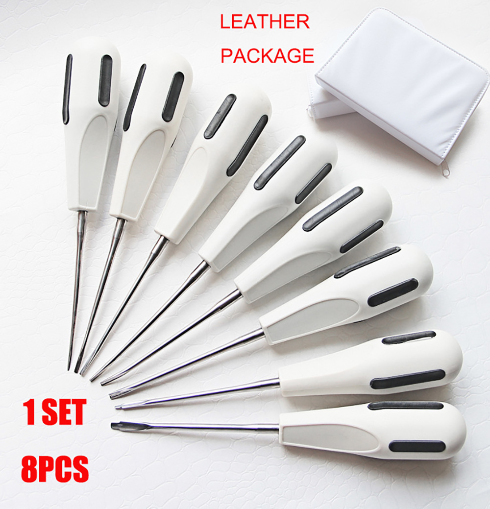 8Pcs/Set Stainless Steel Dental Elevator Curved Root Minimally Invasive Tooth Extraction Teeth Whitening Dentist Equipment Tools