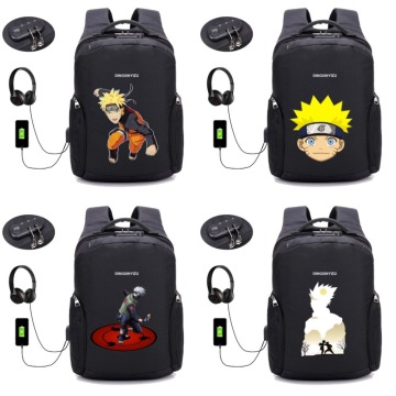 Hot anime Naruto backpack Men Laptop Backpack USB Charge Computer Backpacks Anti-theft Waterproof student book Bags 24 style