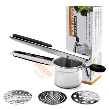 New Stainless Steel Potato Ricer Rammer Set with 3 Discs Fruit Vegetable Masher Juicer Squeezer Food Press Machine Kitchen Tools