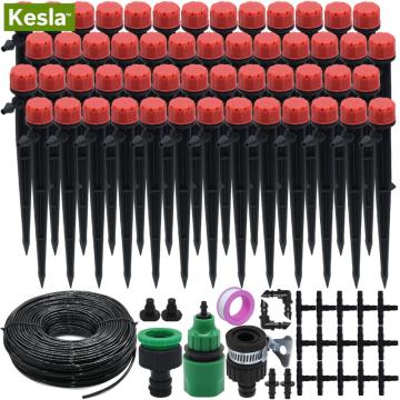 KESLA 25m Micro Drip Irrigation Watering Kit System Automatic & Adjustable 50PCS 17CM Dripper Stake for Potted Garden Greenhouse
