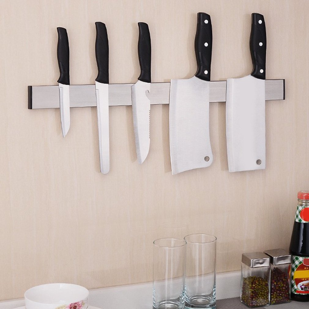 Magnetic Self-adhesive Knife Holder Stand Stainless Steel Block Wall Mounted Easy Storage Knife Rack Strip For Kitchen Utensil