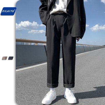 XILAIYU Men's Women Autumn Pants Korean Fashion Loose Straight 9-Point Suit Pants Wide Leg Drop Feeling Casual Small Trousers