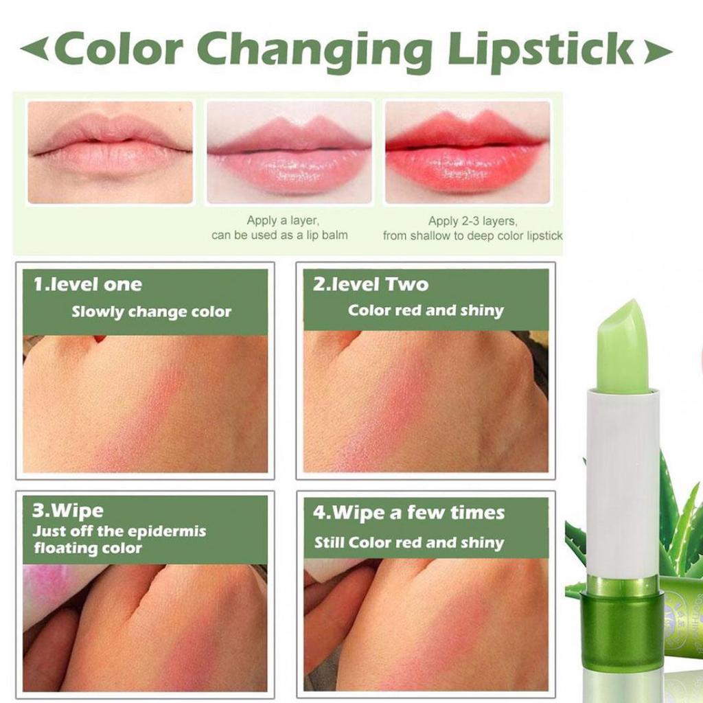 1pc Moisture Lip Balm Aloe Vera Natural Lipbalm Temperature Changed Color Lipstick Long Lasting Nourish Protect Lips Care Makeup