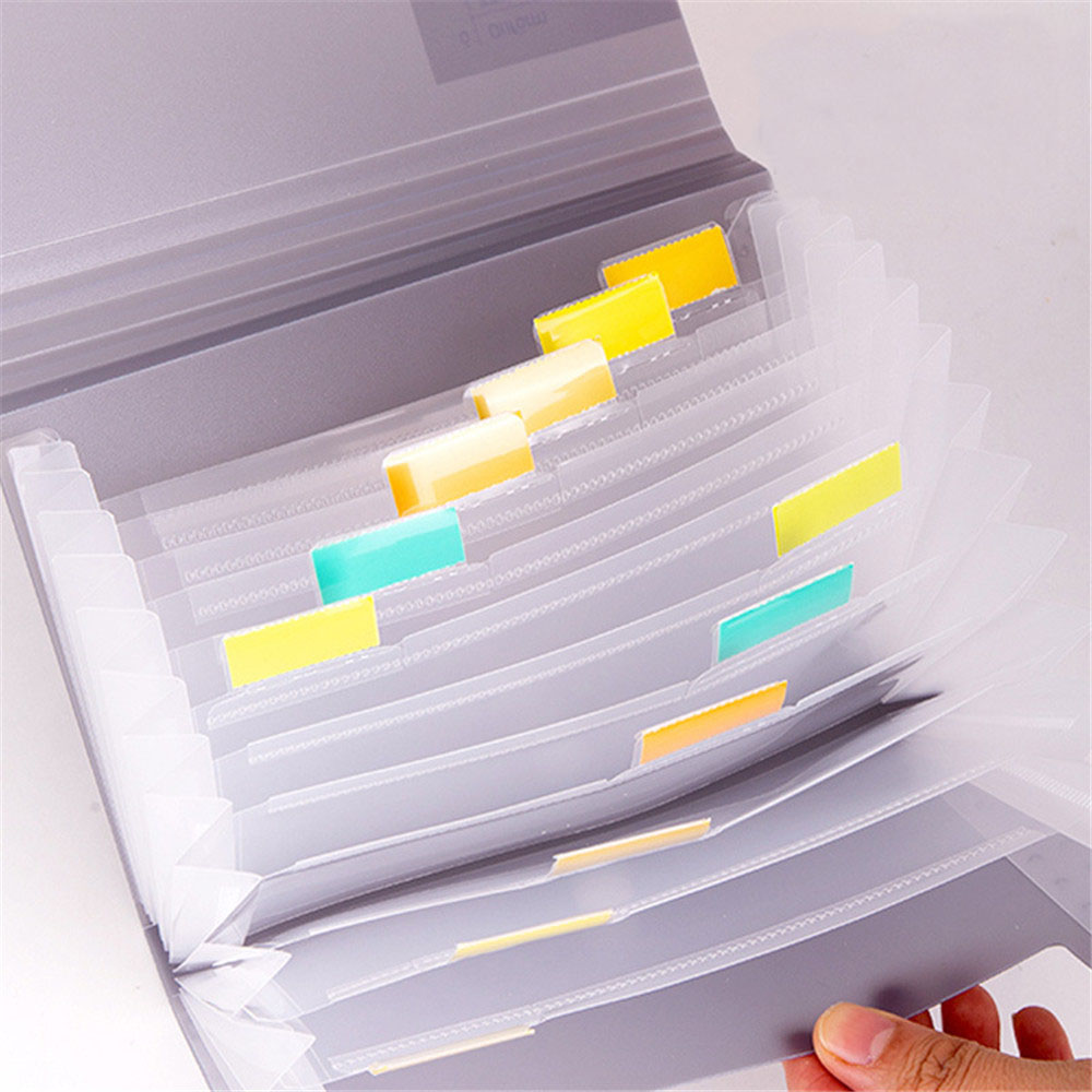 1pc Plastic A6 File Folder Document Organizer Receipt File Expanding Wallet 13 Pockets Bill Folders Paper Holder Office Supplies