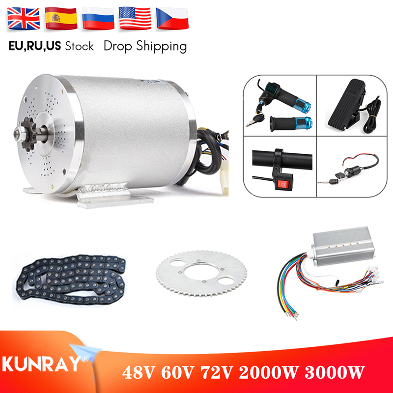 Electric Scooter Motor Kit Electric Go kart kit 2000W 3000W 48V-72V Electric Motor for Skateboard Ebike Motor Controller 50A