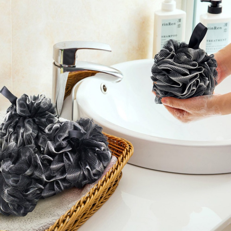 Bamboo Charcoal Bath Bubble Balls Bath Flower Spa Bath Loofah Sponge Shower Pouf Body Scrubber Ball Mesh Pouf Bath Sponge