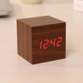 Mini Wood Sounds Control Clock New Modern Wood Digital LED Desk Alarm Clock Bedside Table Clock Calendar Table Decor