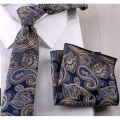 New Floral Paisley Men's Casual Tie Set Navy Red 7cm Skinny Polyester Necktie Pocket Square Suit Business Wedding Party Slim Tie