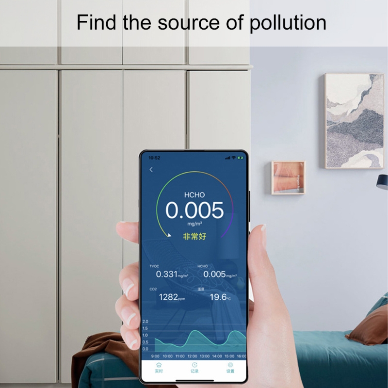 Phone APP Monitor Formaldehyde TVOC Carbon Dioxide CO2 Temperature Tester Air Quality Analyzer Detector High Sensitive G8TB
