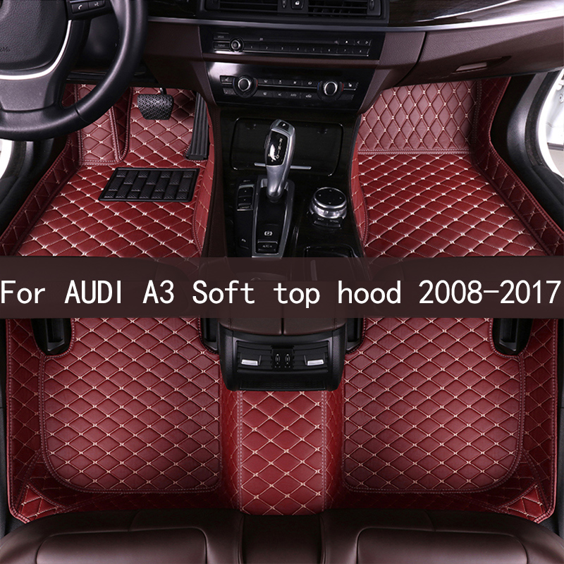 leather Car floor mats for AUDI A3 Soft top hood 2008-2017 2009 2010 2011 2012 13 Custom auto foot Pads automobile carpet cover