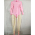 2019 Latex Rubber Catsuit Exercise Tights Suit Catsuit Pink and Transparent Bodysuit Size XXS-XXL