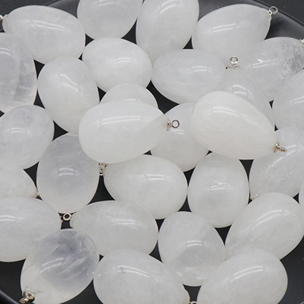20x30mm Gemstone Healing Crystal Egg Charm Pendant for Jewelry DIY