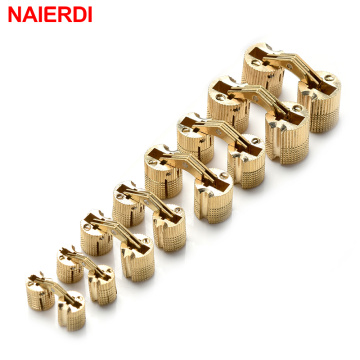 NAIERDI Copper Brass Furniture Hinges 8-18mm Cylindrical Hidden Cabinet Concealed Invisible Door Hinges For Hardware Gift Box