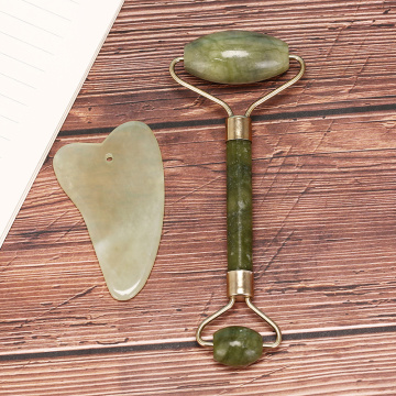 1 Set Natural Jade Guasha face Face Thin Roller+Body Guasha Board Women Massager Stone Tool Health Care Relax