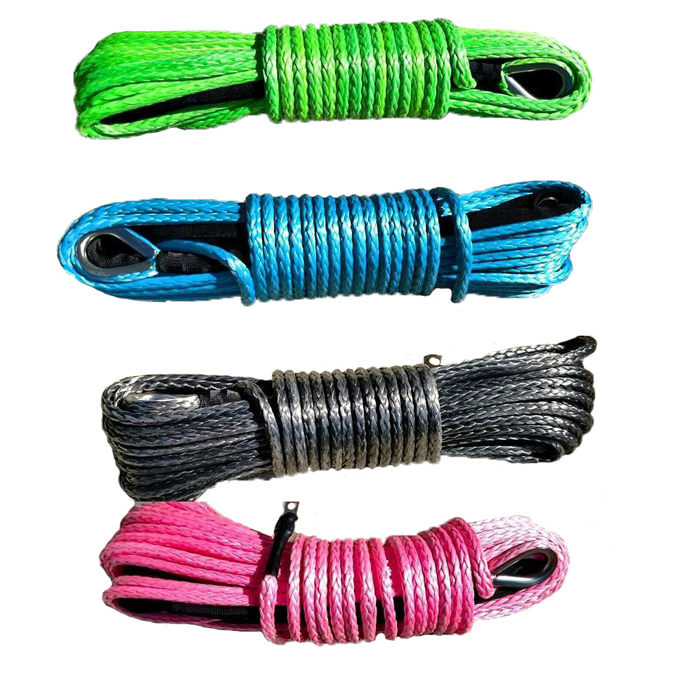 8mm x 30m all kinds of colors synthetic winch rope free shipping